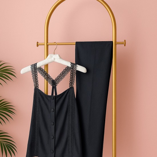 top & pants pajama set Black Code: 0024