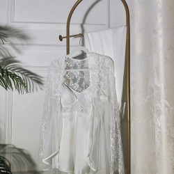 3 pieces: shirt, pants, and a robe dressing gown  Color: white 0044