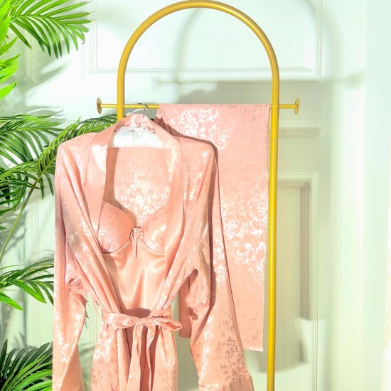 3 pieces: shirt, pants, and a robe dressing gown  Light pink color Code: 0019
