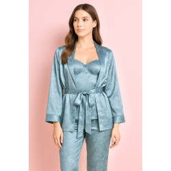 3 pieces: shirt, pants, and a robe dressing gown  Color dusty aqua 0023