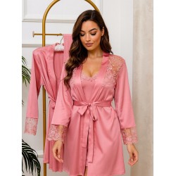 3 pieces: shirt, pants, and a robe dressing gown Color: pink 0033