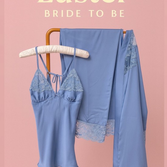 3 pieces: shirt, pants, and a robe dressing gown Color: blue 0034