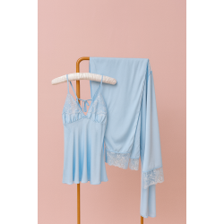 3 pieces: shirt, pants, and a robe dressing gown Color: light blue 0035