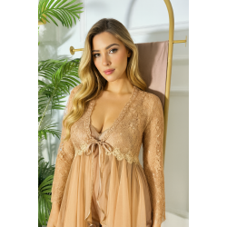 3 pieces: shirt, pants, and a robe dressing gown???? Code: 0015 Color Nude