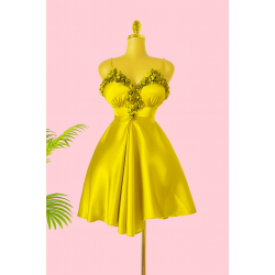 Lemon yellow short nightwear dress  Code: 0013