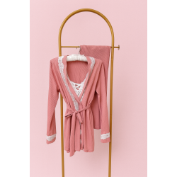 3 pieces: shirt, pants, and a robe dressing gown Color: pink 0032