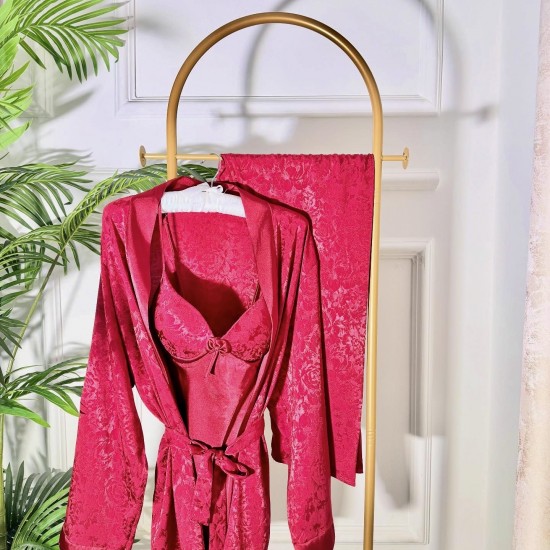 3 pieces: shirt, pants, and a robe dressing gown???? Code: 0016 Color cherry red