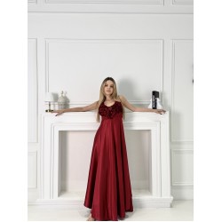 Dark red long nightwear