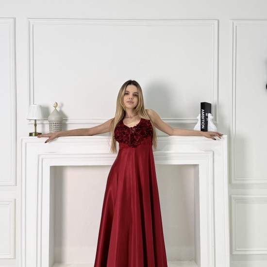 Dark red long nightwear
