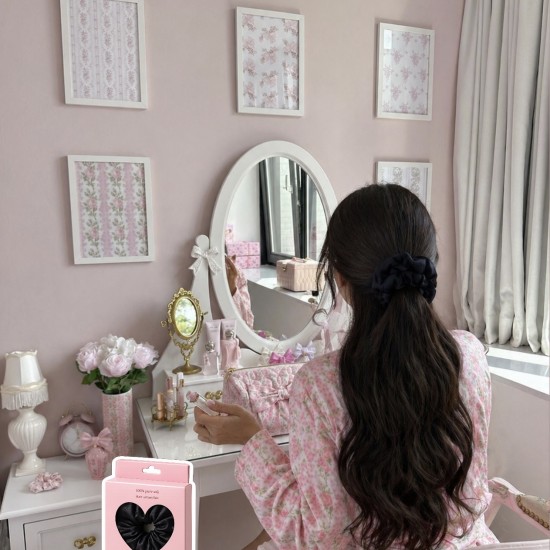 100% Pure Silk Hair Scrunchie –  black