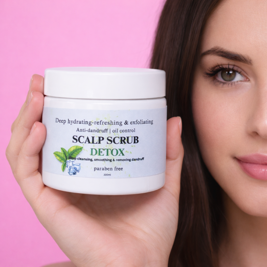 Scalp scrub with rosemary and mint